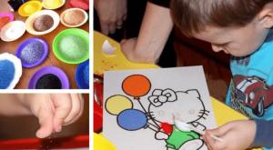 Colored semolina sand for children