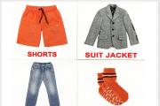 Let's introduce the child to clothes in English Names of accessories and materials for making clothes and shoes